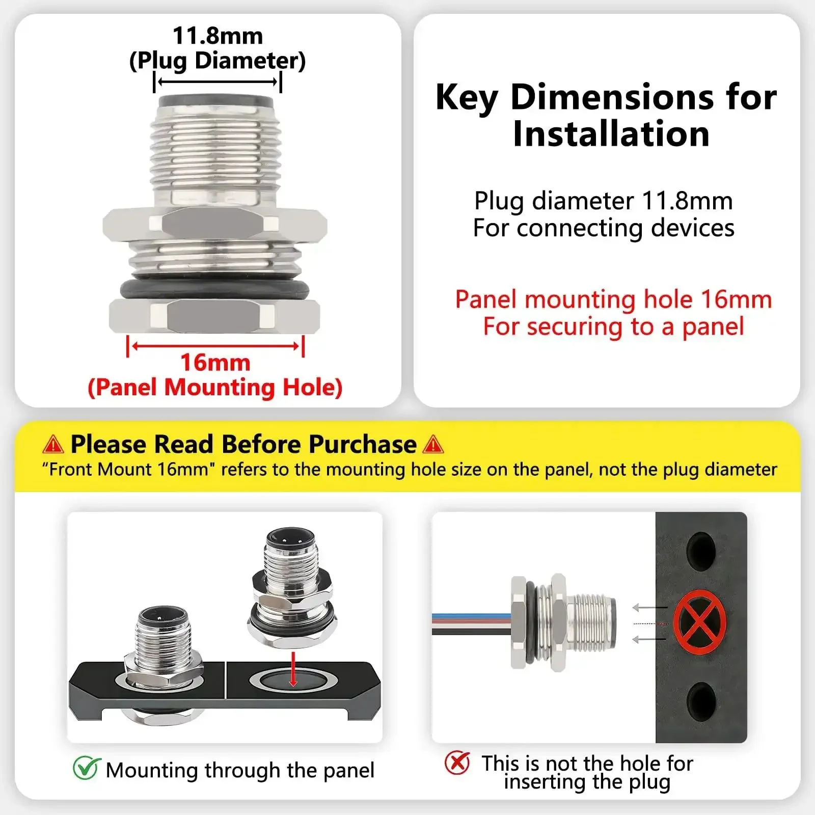 M12 4 Pin A Coded Male Aviation Connector Cable 0.7 Ft Waterproof Industrial Bulkhead Panel Mount For Control Cabinets And Sensors 2 Pack Built Tough For Rugged Environments - Image 6