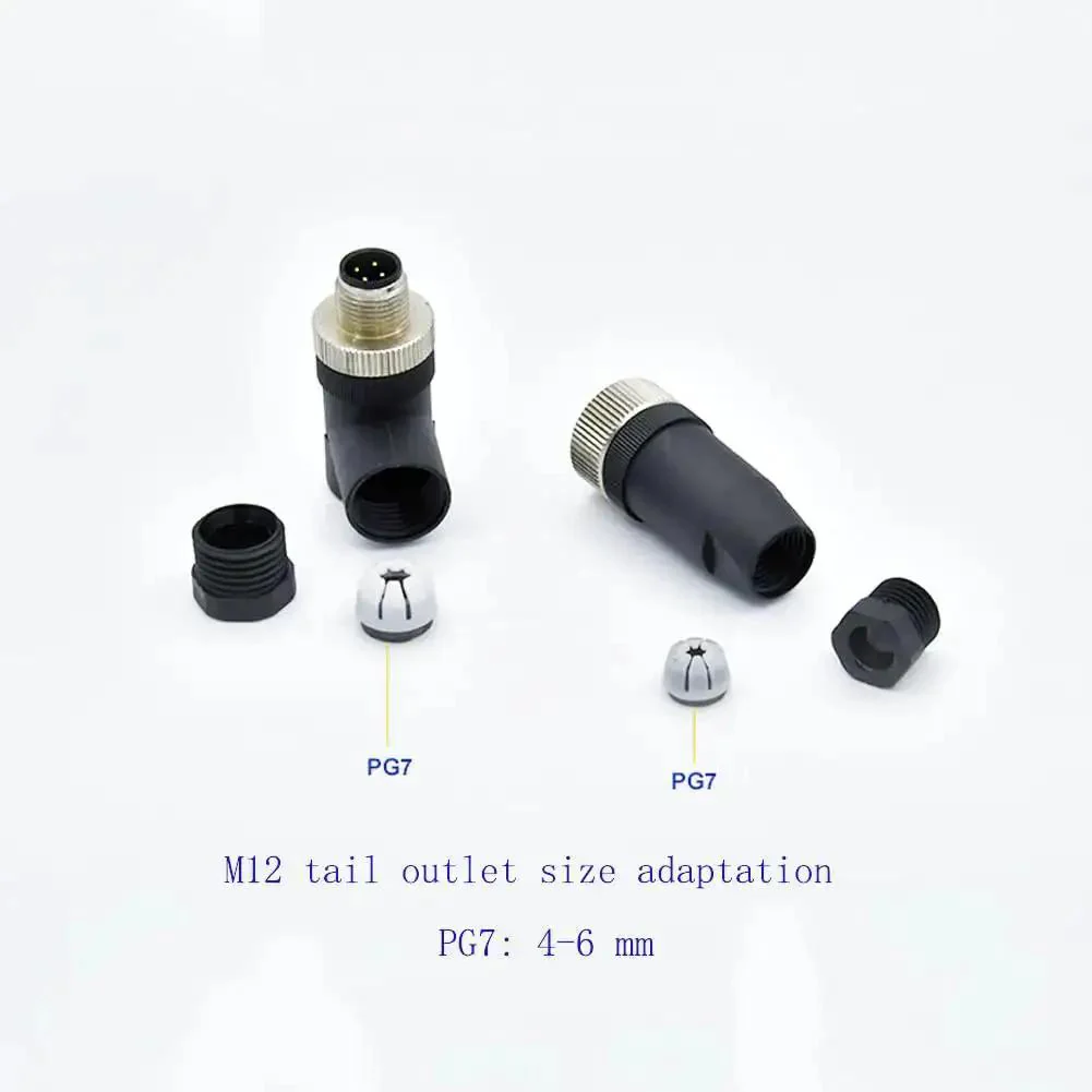 M12 4 Pin Female Circular Connector D Code IP67 Straight Field Wireable Sensor Adapter 250V 4A AC DC Connector For PG7 Rugged Industrial Grade Gold Plated Contacts PA6 Shell - Image 5