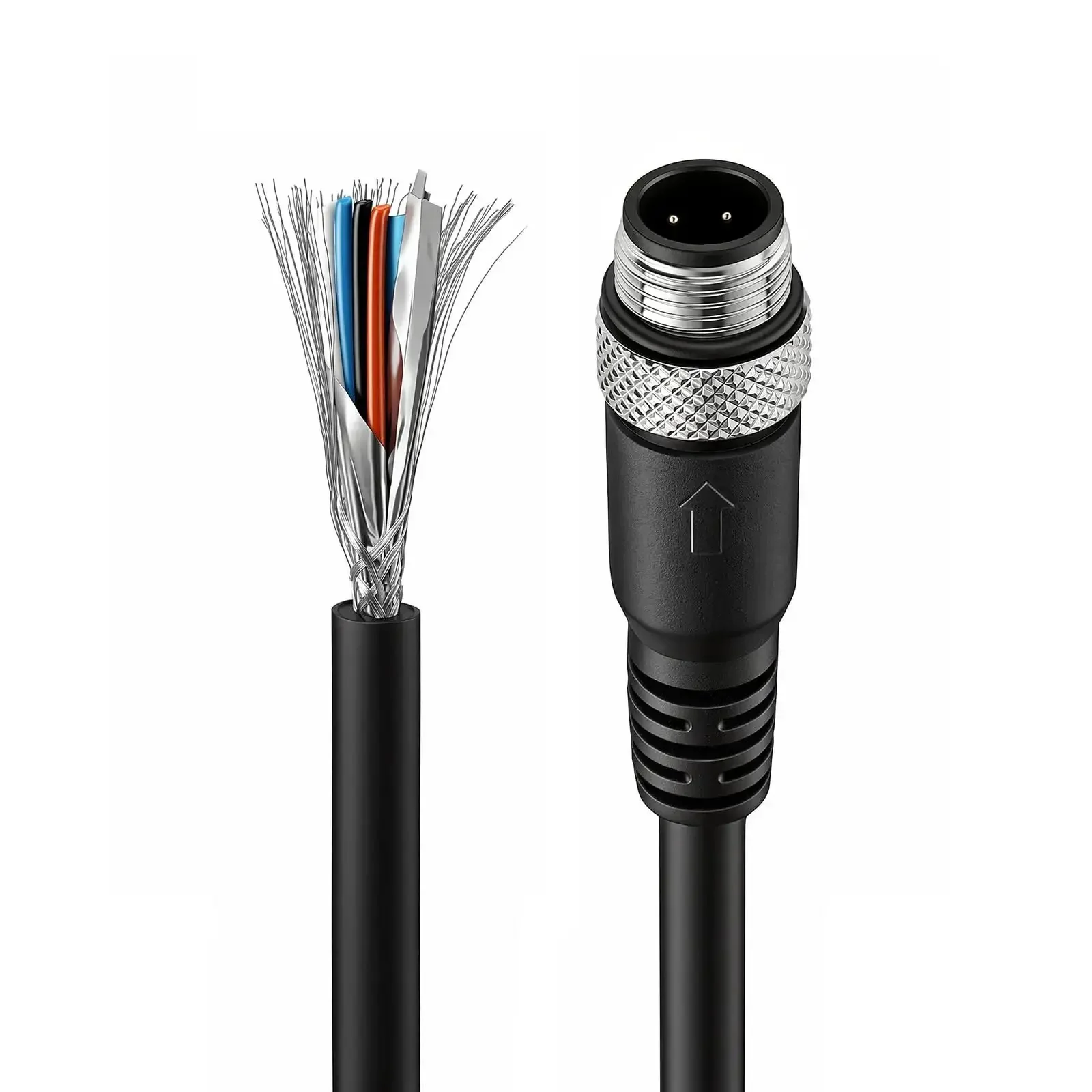 M12 4 Pin Male Actuator Sensor Signal Cable A Coded Shielded For Industrial Automation Control Fieldbus Module 3M Straight Male To Open Connector Beast Three Meter