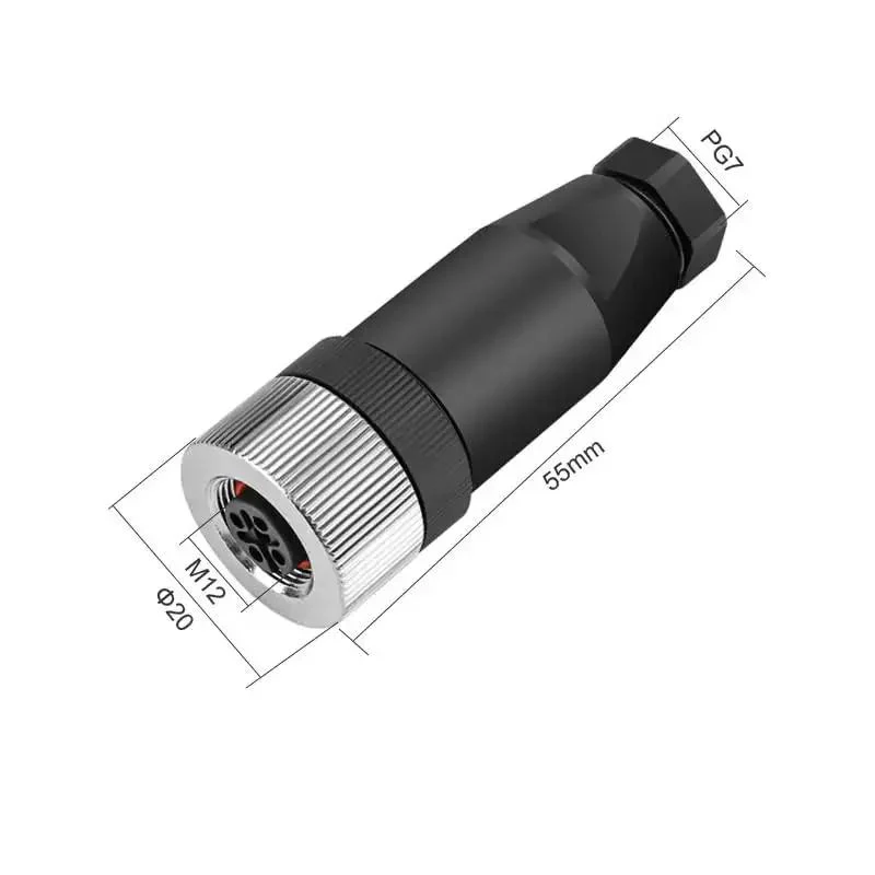 M12 5-Pin A-Code Female Straight Circular Sensor Aviation Connector Pack Of 5 Waterproof IP67 Quick Assembly Unshielded Screw Wire Termination Plug 4A 60V - Image 7