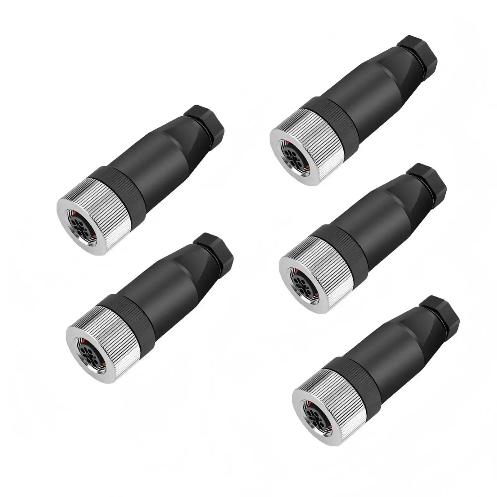 M12 5-Pin A-Code Female Straight Circular Sensor Aviation Connector Pack Of 5 Waterproof IP67 Quick Assembly Unshielded Screw Wire Termination Plug 4A 60V - Image 9