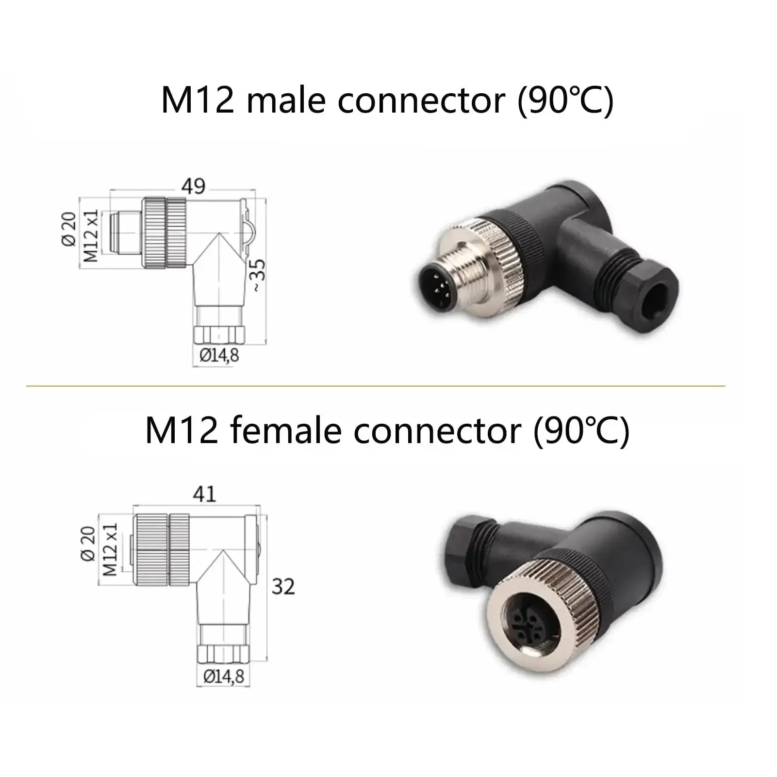 M12 5 Pin Female Connector A Code Industrial Circular IP67 Right Angle Plug And Play Field Wireable Sensor Adapter Unshielded 125V 4A AC DC Connector For Robotic Automation And Industrial Equipment - Image 8