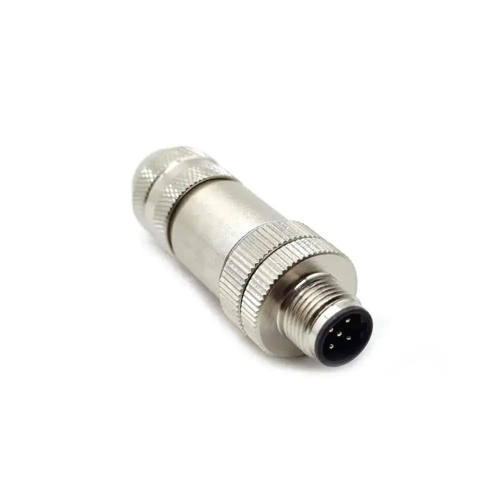 M12 5 Pin Male Connector B Coding Circular Field Wireable IP67 Waterproof Shielded Metal Shell Built Tough Straight Type Adapter For PG7 And PG9 60V 4A AC DC Screw Crimping Sensor Use