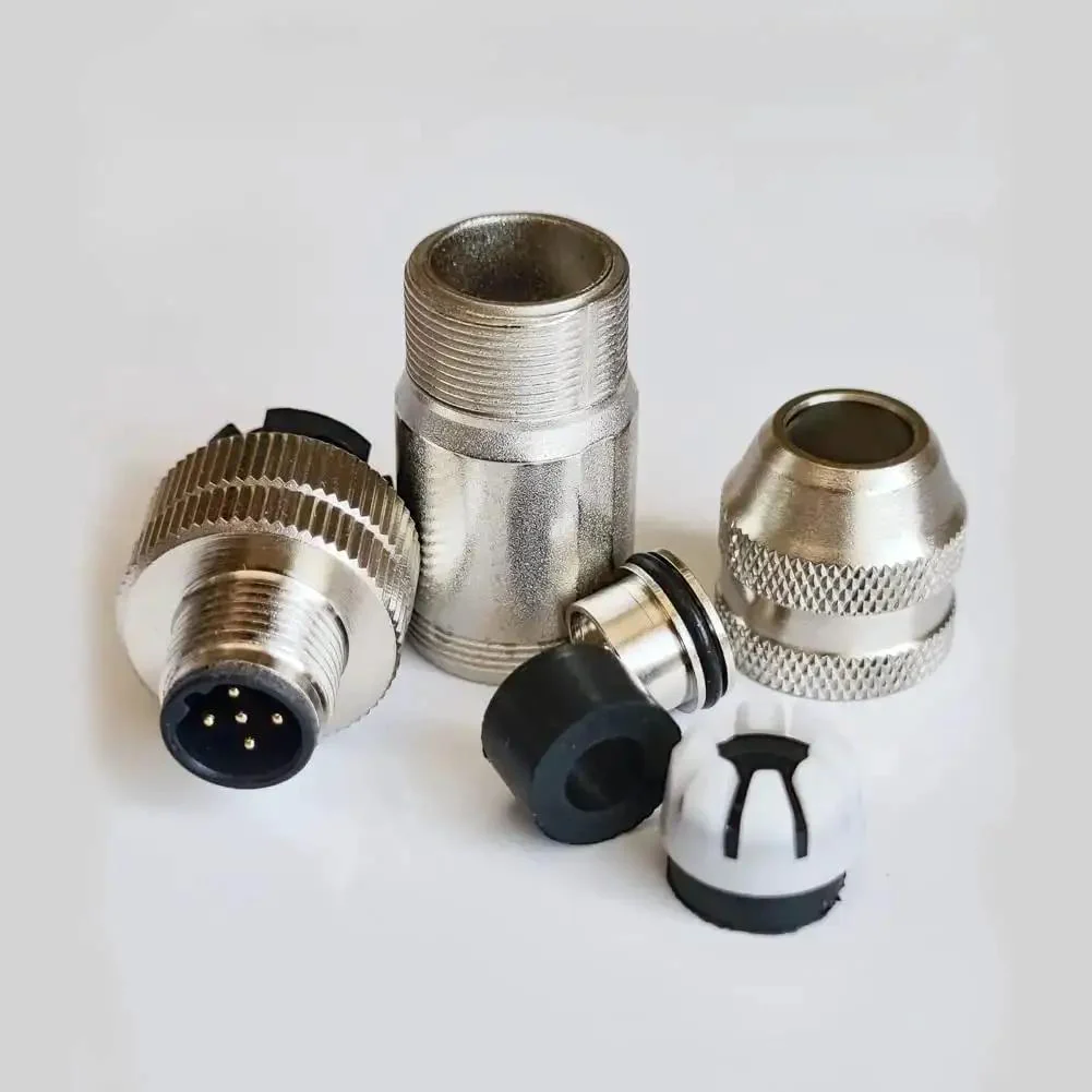 M12 5 Pin Male Connector B Coding Circular Field Wireable IP67 Waterproof Shielded Metal Shell Built Tough Straight Type Adapter For PG7 And PG9 60V 4A AC DC Screw Crimping Sensor Use - Image 3