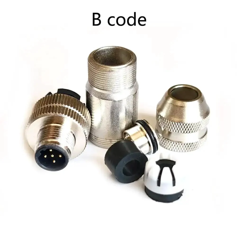 M12 5 Pin Male Connector B Coding Circular Field Wireable IP67 Waterproof Shielded Metal Shell Built Tough Straight Type Adapter For PG7 And PG9 60V 4A AC DC Screw Crimping Sensor Use - Image 8