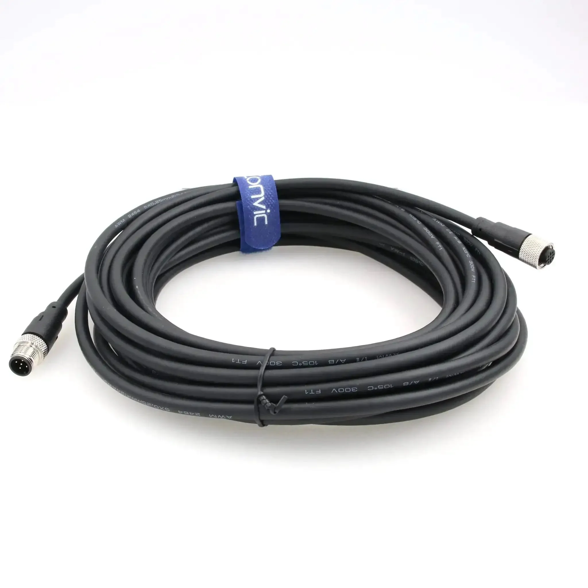M12 5 Pin Male To Female A Code Sensor Connector Cable PVC Jacket Heavy Duty 10M Gold Plated Contacts For Industrial Automation Machinery Robotic Projects And Sensor Wiring