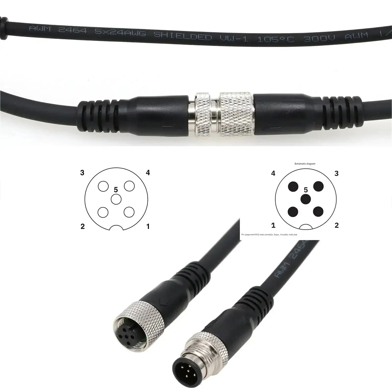 M12 5 Pin Male To Female Sensor Cable For Actuator And Industrial Automation Pro Grade Heavy Duty Shielded Data Cable With PVC Jacket Aviation Connector Gold Plated Contacts Ideal For IO Link Profibus And Camera Sensor Applications 30M - Image 5