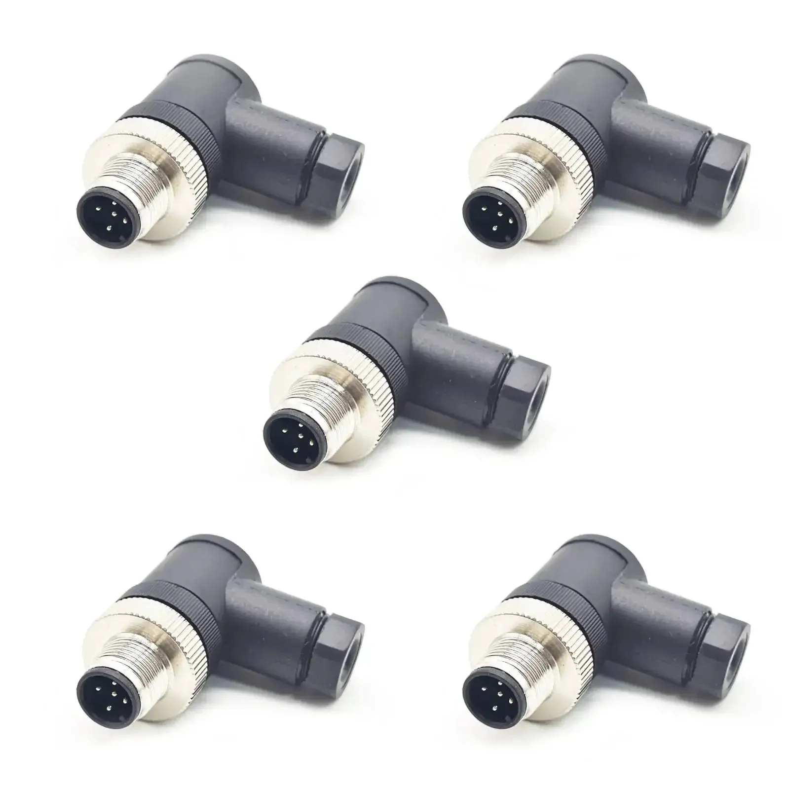M12 5 Pin Right Angle Field Wireable Connector A Coding Circular IP67 Sensor Connector For PG7 Cable 12mm Field Assembly Wireable Adapter With Brass Gold Plated Contacts 125V 4A AC DC For Electric Bicycles