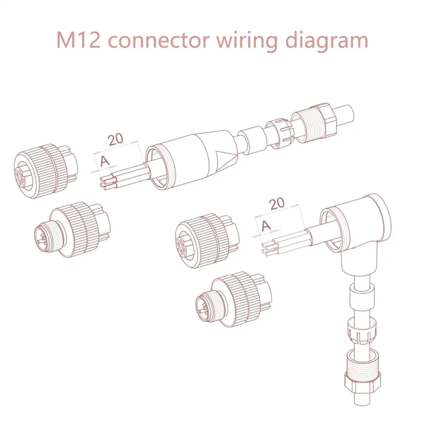 M12 5 Pin Right Angle Field Wireable Connector A Coding Circular IP67 Sensor Connector For PG7 Cable 12mm Field Assembly Wireable Adapter With Brass Gold Plated Contacts 125V 4A AC DC For Electric Bicycles - Image 8