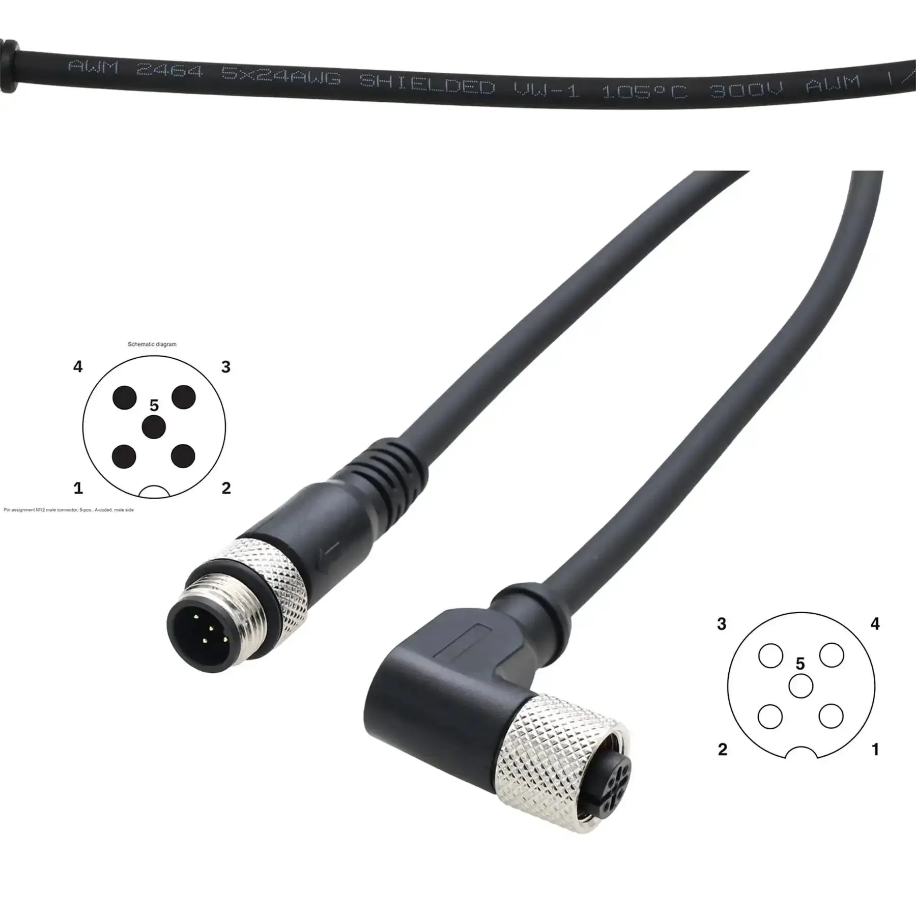 M12 5 Pin Right Angle Power And Data Cable A Coded For Industrial Actuators And Sensors Rock Solid 60V AC DC 4A 2 Meter With Gold Plated Contacts For CAN Bus DeviceNet IO Link Profibus - Image 7