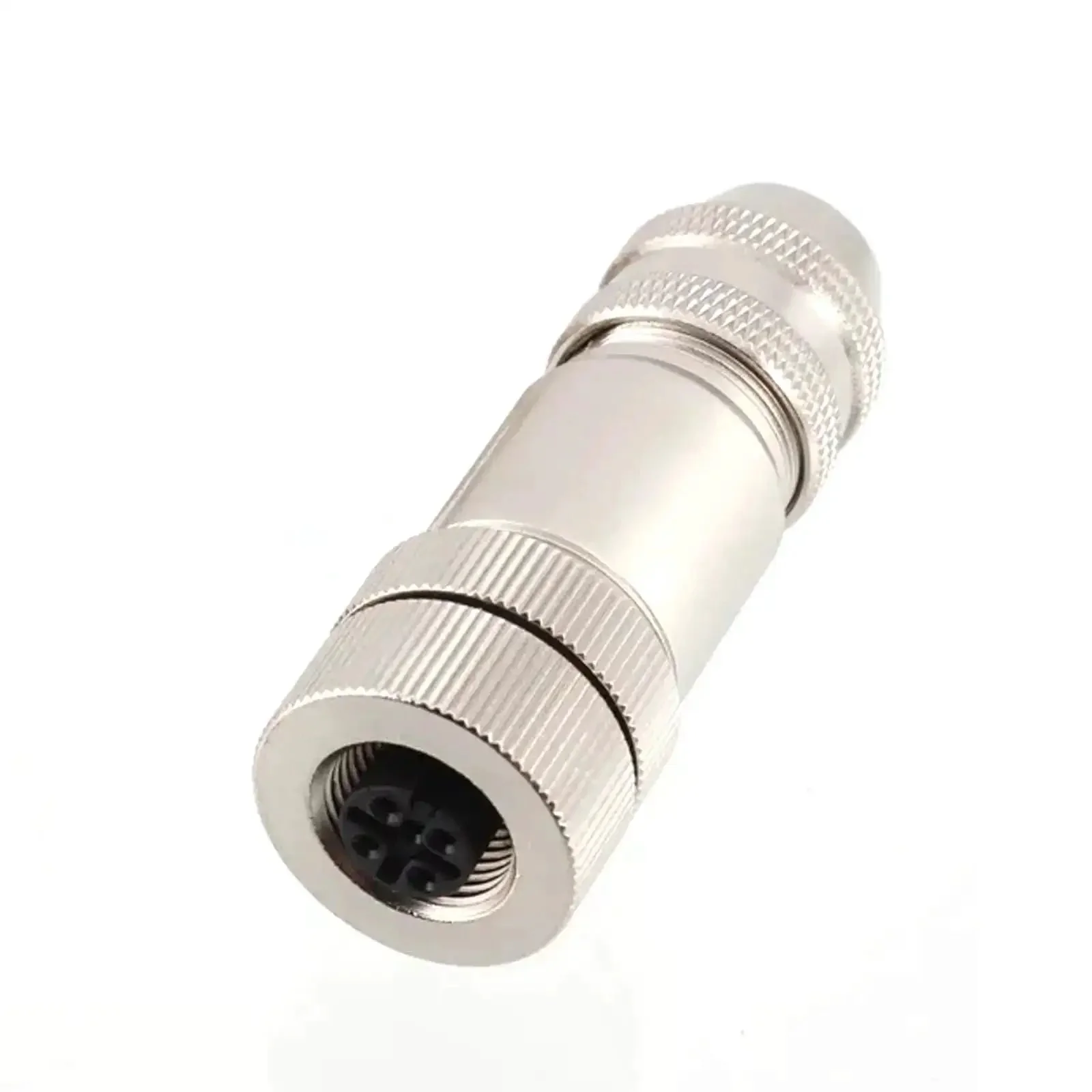 M12 6 Pin Female Circular Connector A Coded IP67 Waterproof Shielded Metal Body 12mm Thread Lock Heavy Duty Build for Industrial Automation Sensors 30V 2A Durable Connector Pack of 2