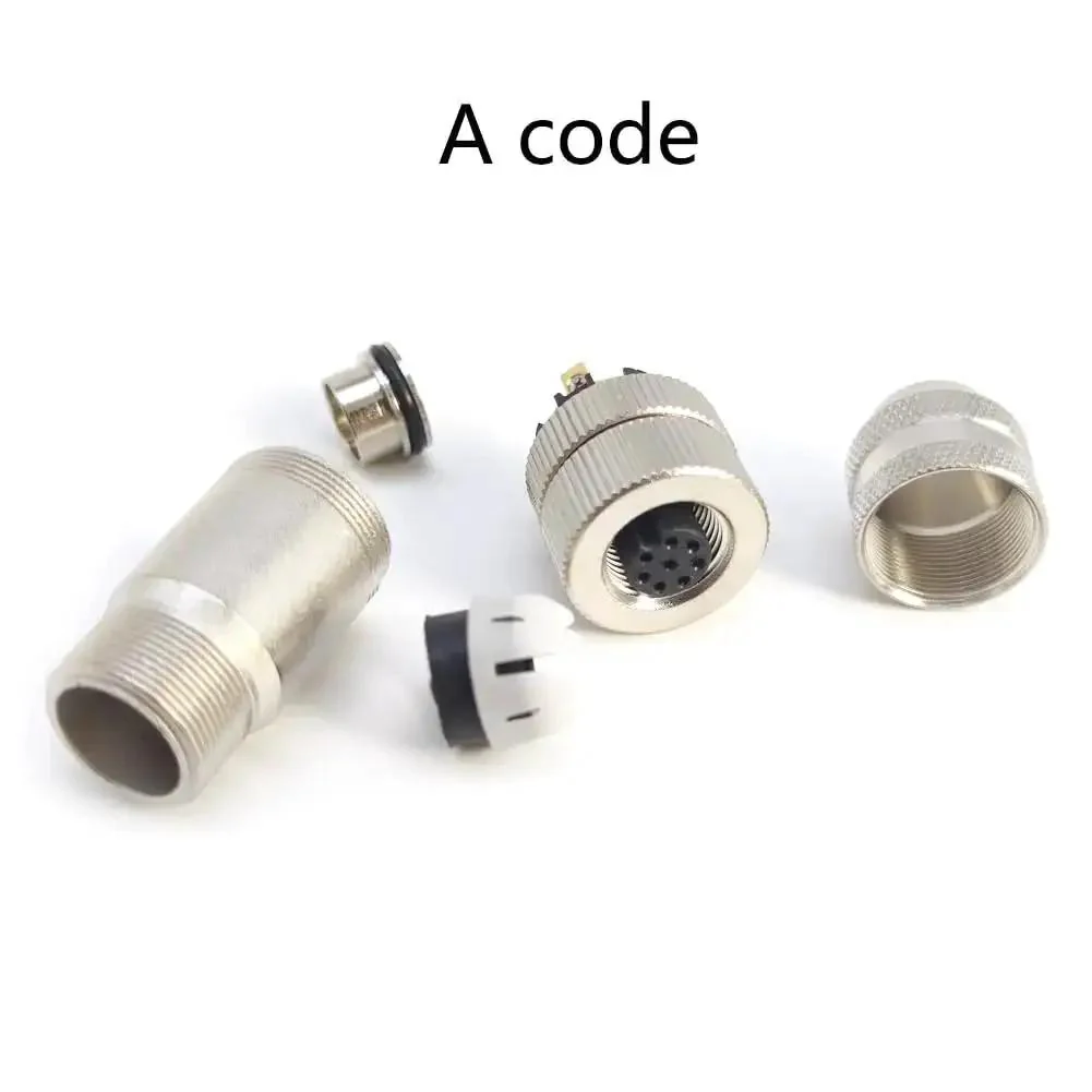 M12 8 Pin Female Connector Pro Grade A Coding Shielded Metal Shell Circular Sensor Field Assembly IP67 Straight Type Adapter 60V 4A AC DC Connector For PG7 PG9 Cables Industrial Automation And Robotics - Image 4
