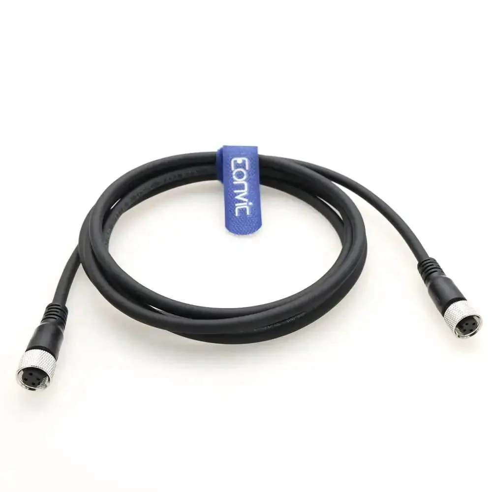 M12 A Code 4 Pin Female To Female Connector Cable With Molded PVC Jacket, Industrial Sensor Lead For Aviation Gear, 2 Meter Length, 22 AWG Wire, Durable Industrial Grade Cable