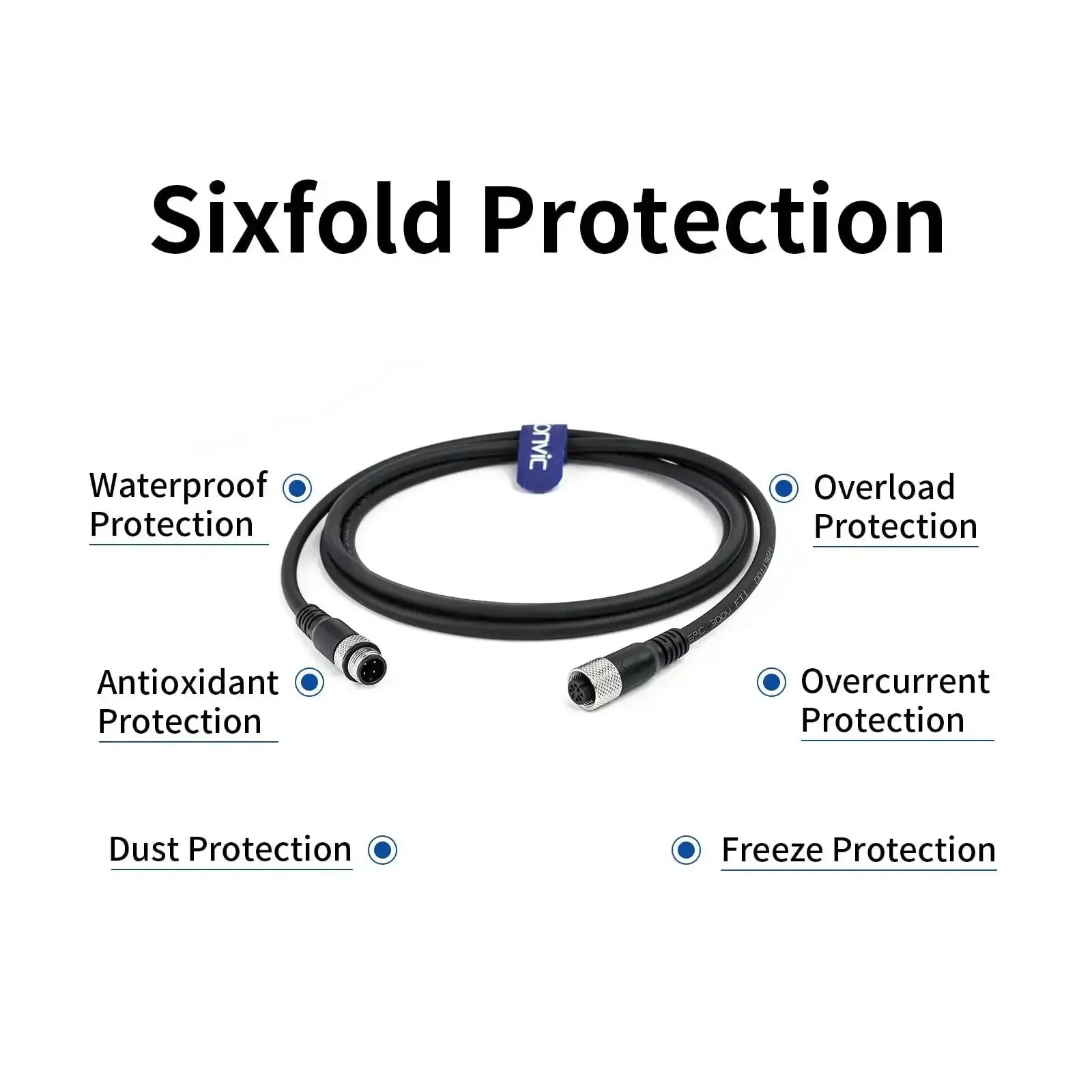 M12 A Code 4 Pin Sensor Cable Male To Female Straight Aviation Connector 5M Black Tough Pro Grade Industrial Molding Electrical Cable For Profibus Applications - Image 3