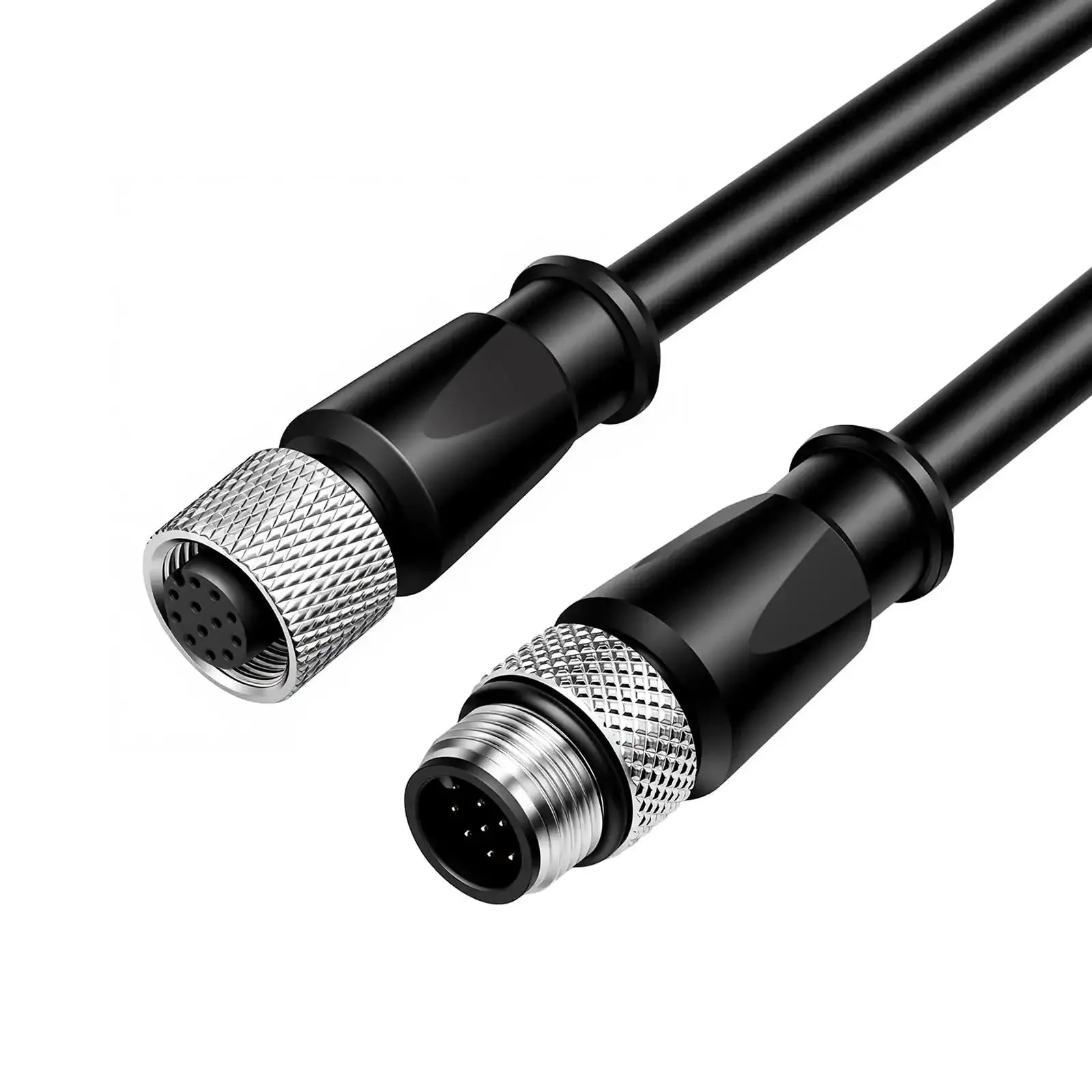 M12 A Coded 12 Pin Male To Female Shielded Signal Cable For Cognex Camera Industrial Ethernet I O Extension RS232 Cable Waterproof Built To Last PVC Or PUR Jacket 5M 16.4FT