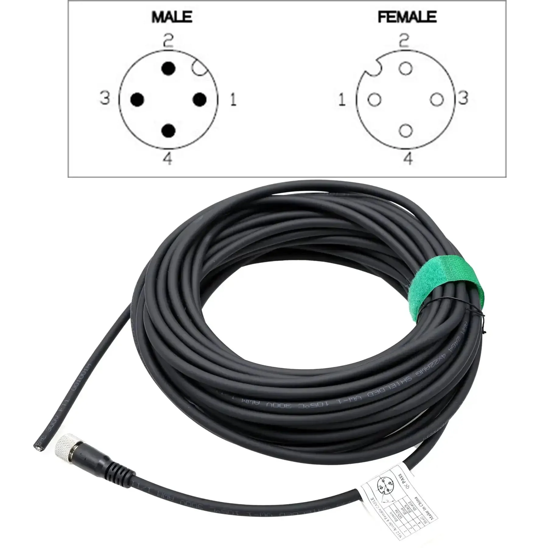 M12 A Coded 4 Pin Female Shielded Cable For Actuator Sensor Encoder To Bare Wire Leads 10m Pro Grade Industrial Grade Cable For DeviceNet IO Link Profibus Fieldbus And Machine Vision - Image 4