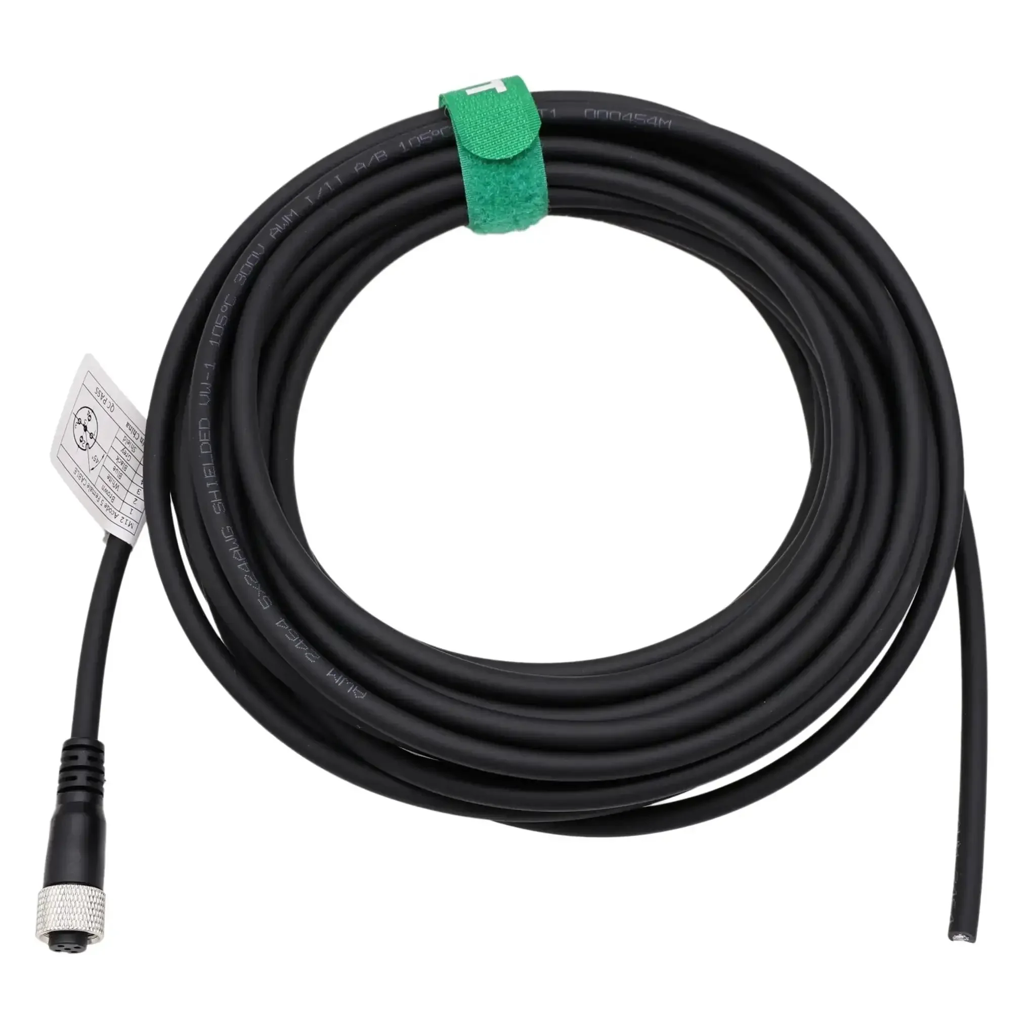 M12 A Coded 5 Pin Female Actuator Sensor Cable For Industrial Grade Automation 20 Meter Length With Bare Wire Leads Open End For Camera Sensor Actuator Networking CANopen IO Link Profibus DeviceNet Aviation Connector - Image 4