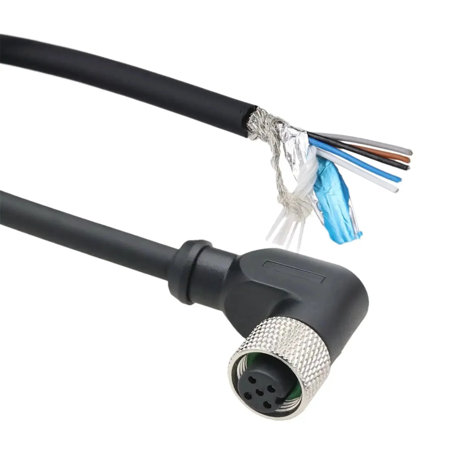 M12 A-Coded 5 Pin Female Right Angle Actuator Sensor Cable With Bare Wire Leads For Heavy Duty Industrial Automation Device Networks CANopen IO-Link Profibus 1m Length - Image 6