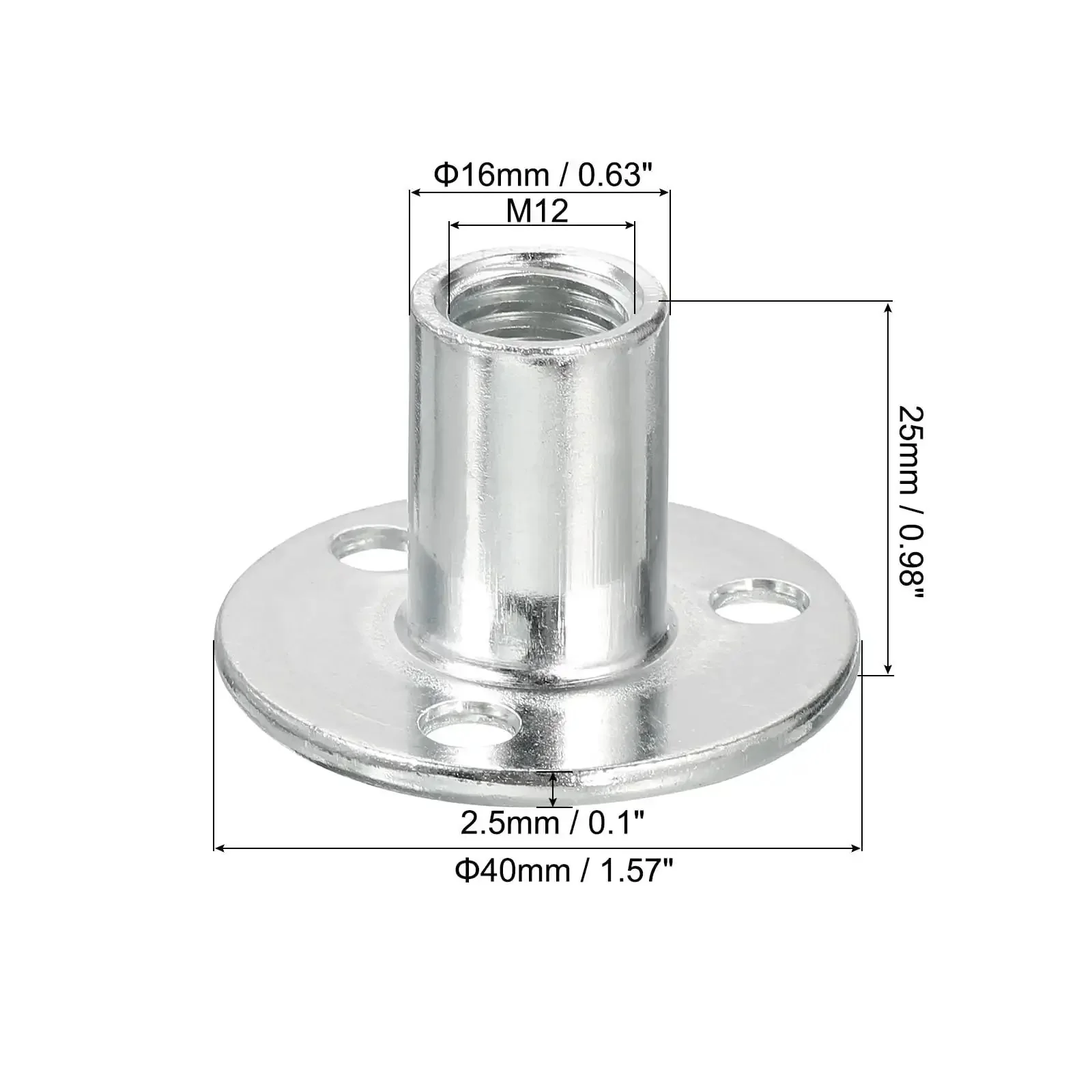 M12 Brad Hole Tee Nut Set Of 10 Carbon Steel Round Base Screw In T Nuts For Furniture Hardware Flange Female Thread Inserts For Woodworking And Metal Projects - Image 5