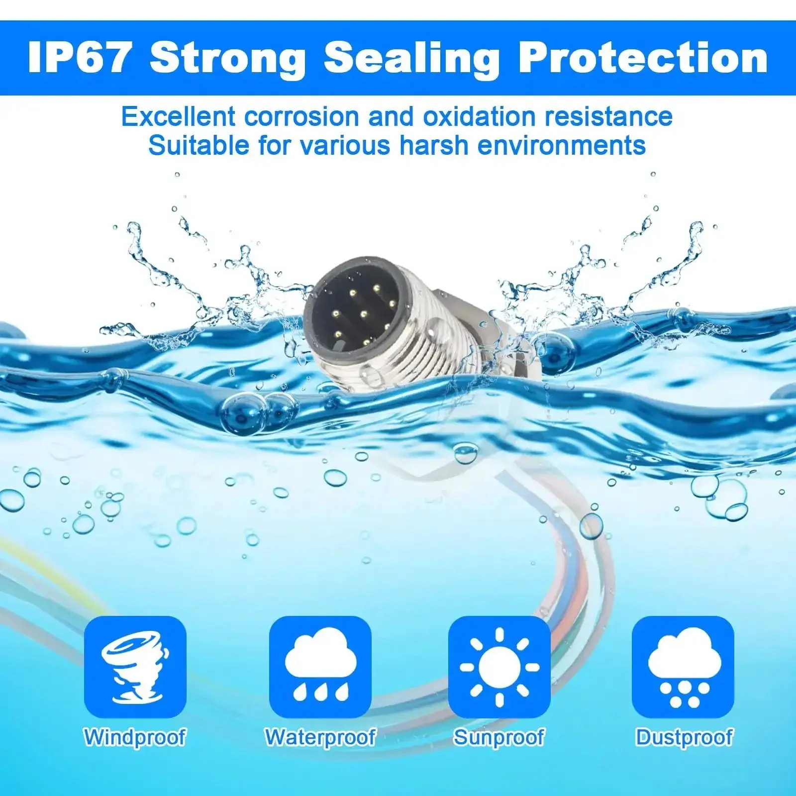 M12 Connector Cable With A Coded 8 Pin Male Straight Front Mount Unshielded 0.2M Long IP67 Waterproof Aviation Sensor Lead For Panel And Cable Use Quick Install Ready - Image 9