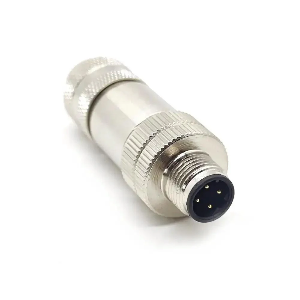 M12 D Code 4 Pin Male Connector With Rugged Shielded Metal Shell Circular Field Assembly IP67 Straight Adapter 250V 4A AC DC Connector For PG7 PG9 Compatible