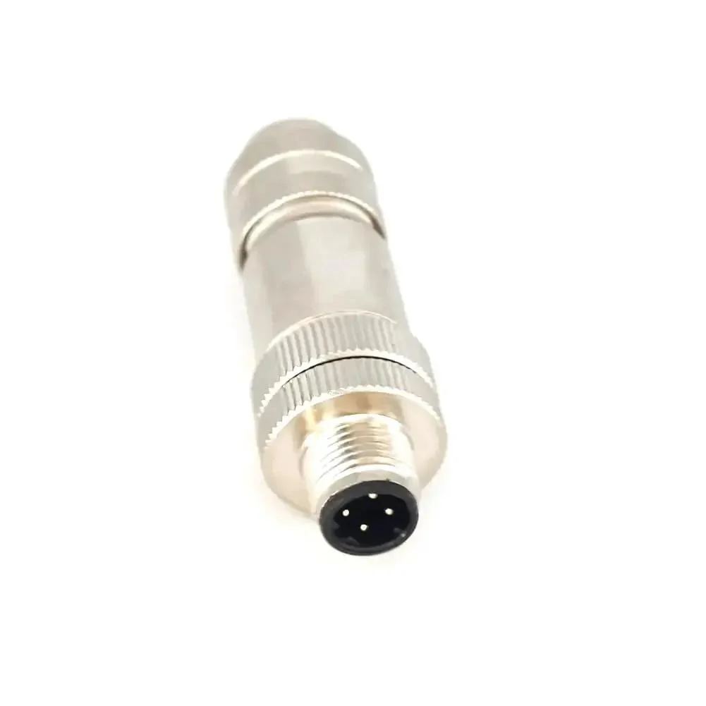 M12 D Code 4 Pin Male Connector With Rugged Shielded Metal Shell Circular Field Assembly IP67 Straight Adapter 250V 4A AC DC Connector For PG7 PG9 Compatible - Image 2