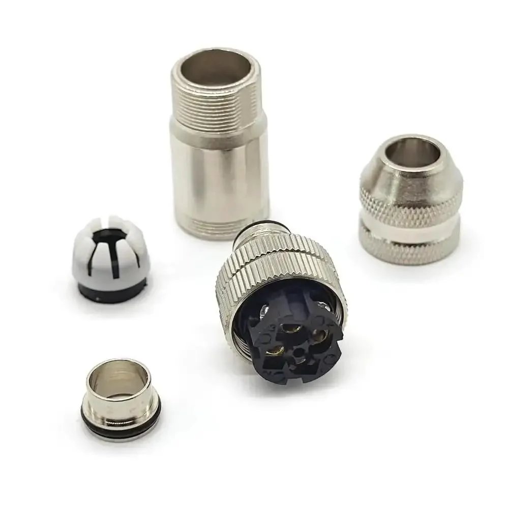 M12 D Code 4 Pin Male Connector With Rugged Shielded Metal Shell Circular Field Assembly IP67 Straight Adapter 250V 4A AC DC Connector For PG7 PG9 Compatible - Image 8