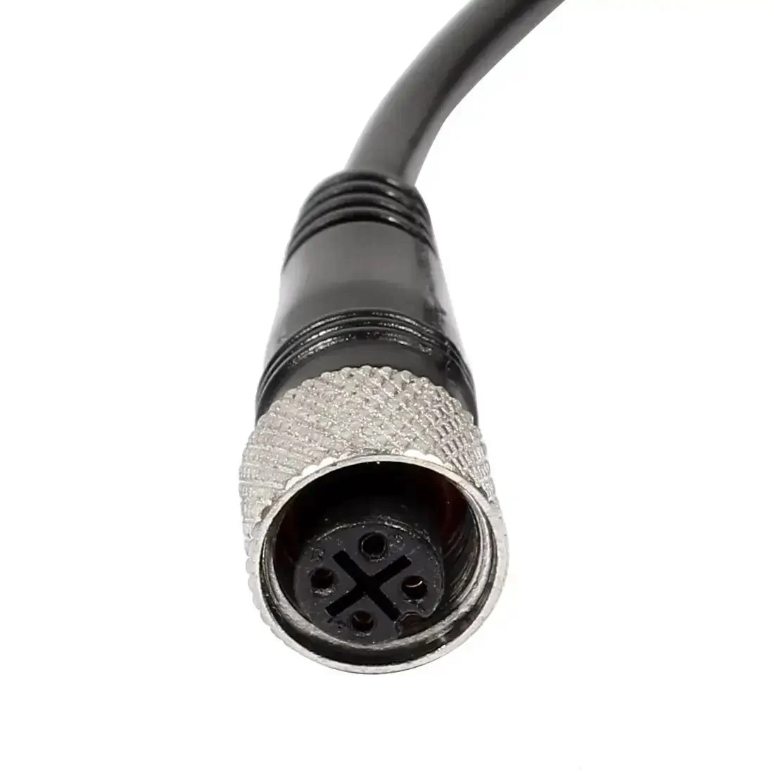 M12 Female Straight 4 Pin Connector Aviation Socket Electrical Cable 2 Meter Black With PVC And Metal Construction 12mm Thread Diameter Pro Grade Lead For Sensor And Automation Projects - Image 4