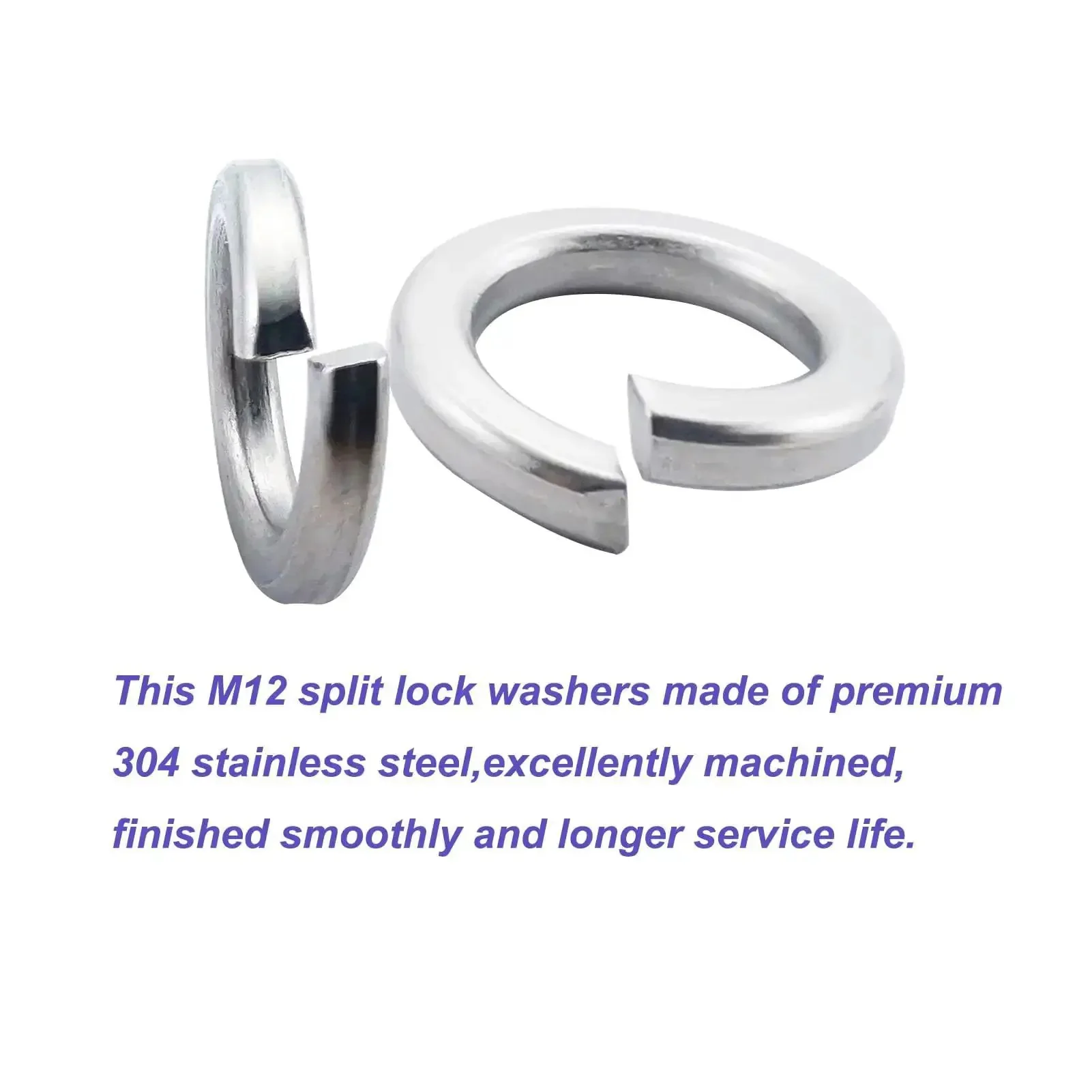 M12 Split Lock Washer 25 Pack 304 Stainless Steel 18 8 Spring Lock Washers For Bolts Nuts And Screws Hardware Fittings Silver Anti Loosening Boss Grade Built To Last - Image 3