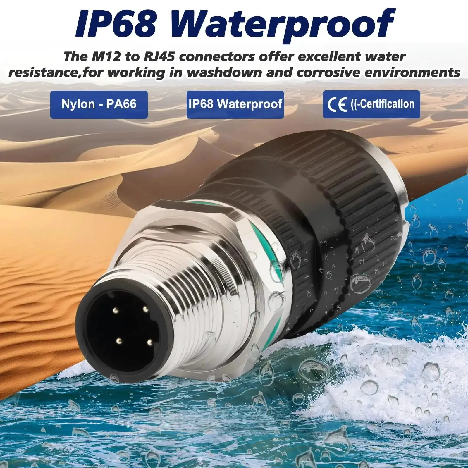 M12 To RJ45 10Gbps Ethernet Adapter For Industrial Automation And Outdoor Sensor Networks Rugged Shielded Cat6a IP68 Waterproof M12 Male To RJ45 Connector 500MHz High Speed Backhaul For 4K Video And Automotive Production - Image 7