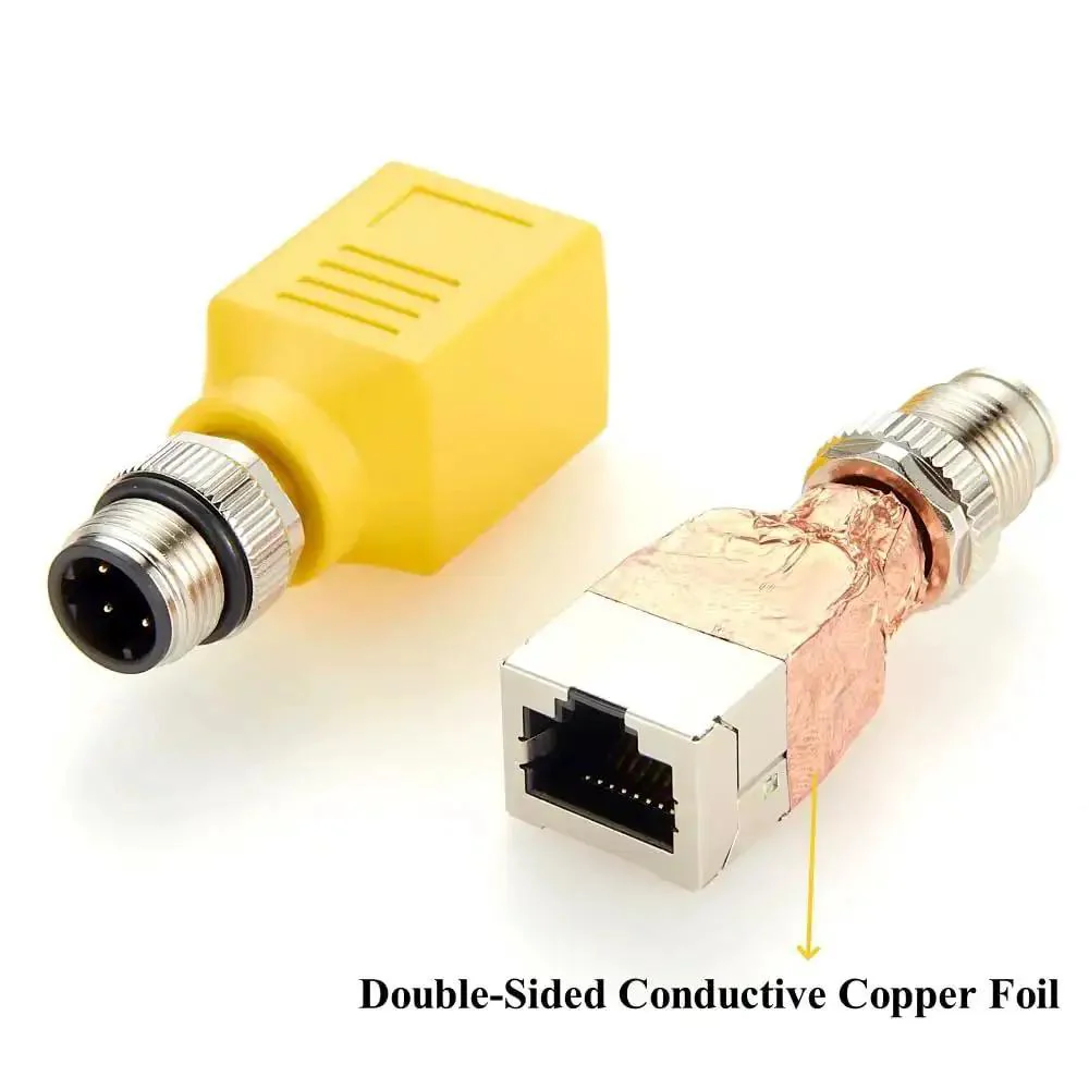 M12 To RJ45 Ethernet Adapter Cat6 Shielded IP67 Waterproof Bulkhead Connector For Industrial Automation 4 Pin D-Coded M12 Patch Cable Interface Plug And Play Ready Cat5e Cat5 1Gbps LoT Sensor - Image 8