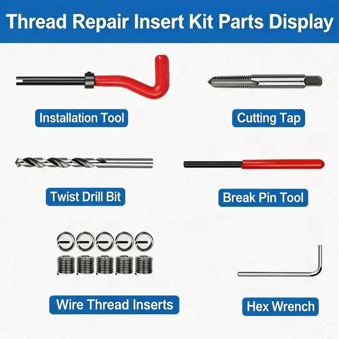 M12 X 1.25 Thread Repair Kit With Helicoil Inserts And HSS Drill Bit, 10 Piece Wire Thread Inserts, For Rebuilding Damaged Threads In Aluminum And Steel, Quick Rethread Tool For DIY Auto And Machinery Repairs - Image 6