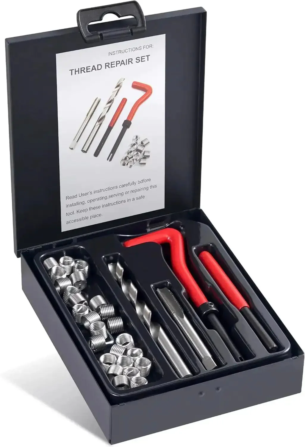 M12x1.0mm Helicoil Thread Repair Kit With Premium Stainless Steel Wire Inserts For Restoring Damaged Internal Threads In Soft Metals, DIY Friendly Durable Helicoil Type Hole Repair Tools For Automotive And Home Repairs
