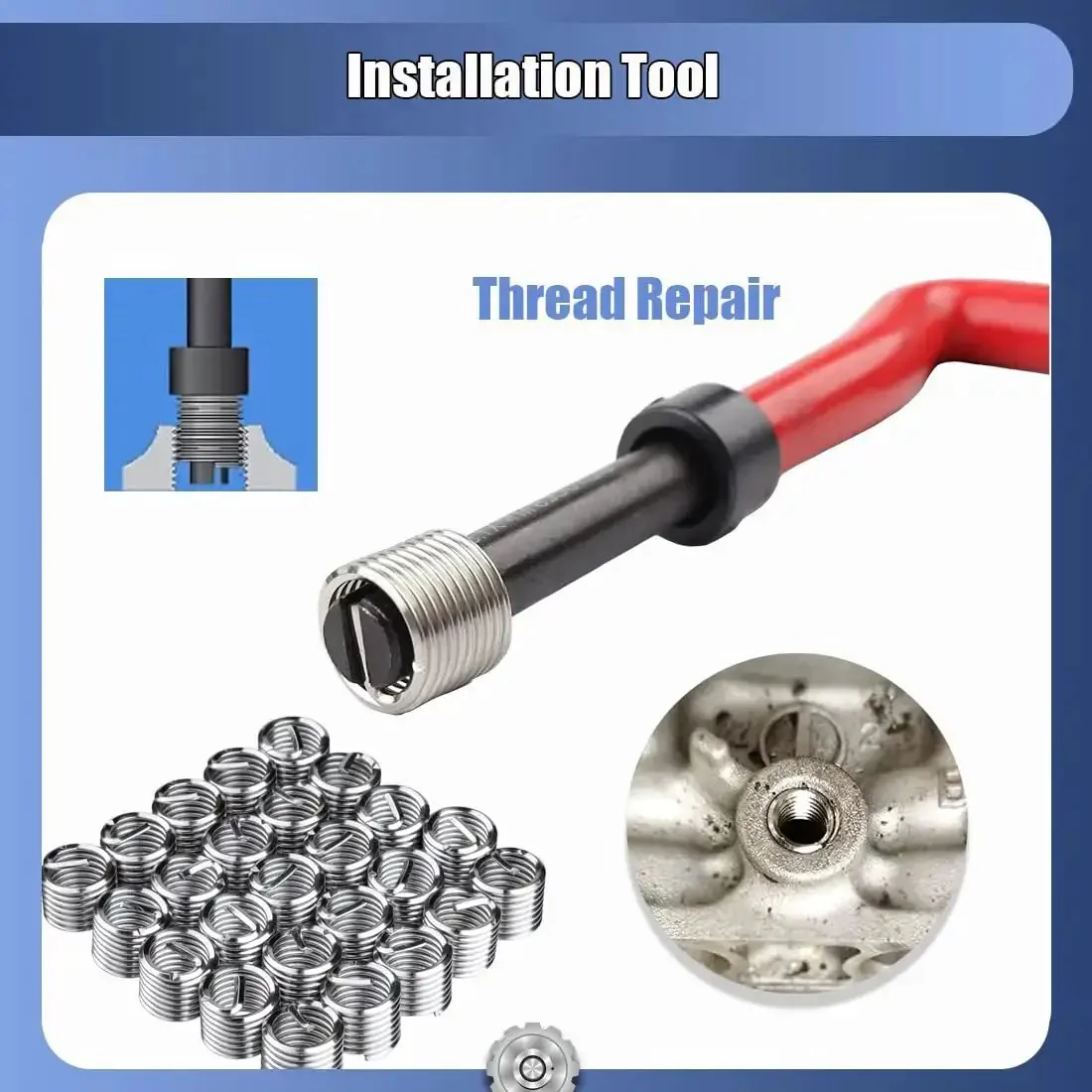 M12x1.0mm Helicoil Thread Repair Kit With Premium Stainless Steel Wire Inserts For Restoring Damaged Internal Threads In Soft Metals, DIY Friendly Durable Helicoil Type Hole Repair Tools For Automotive And Home Repairs - Image 5