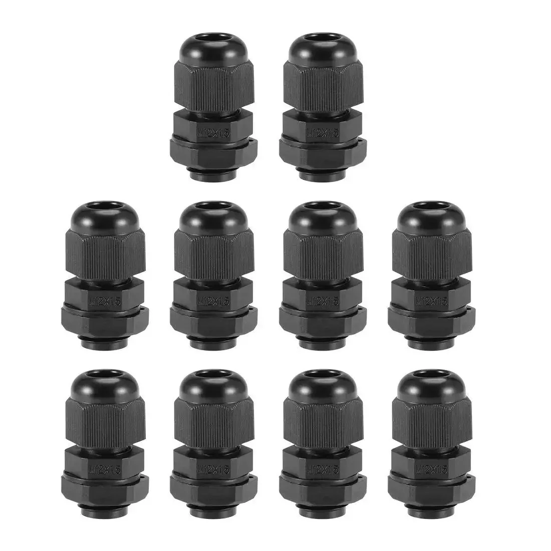 M12x1.5 Cable Gland For 2mm To 5mm Wire Hole Waterproof Nylon Joint With Adjustable Locknut And Washer Black 10 Pieces Great For Sealed Enclosures And Outdoor Use