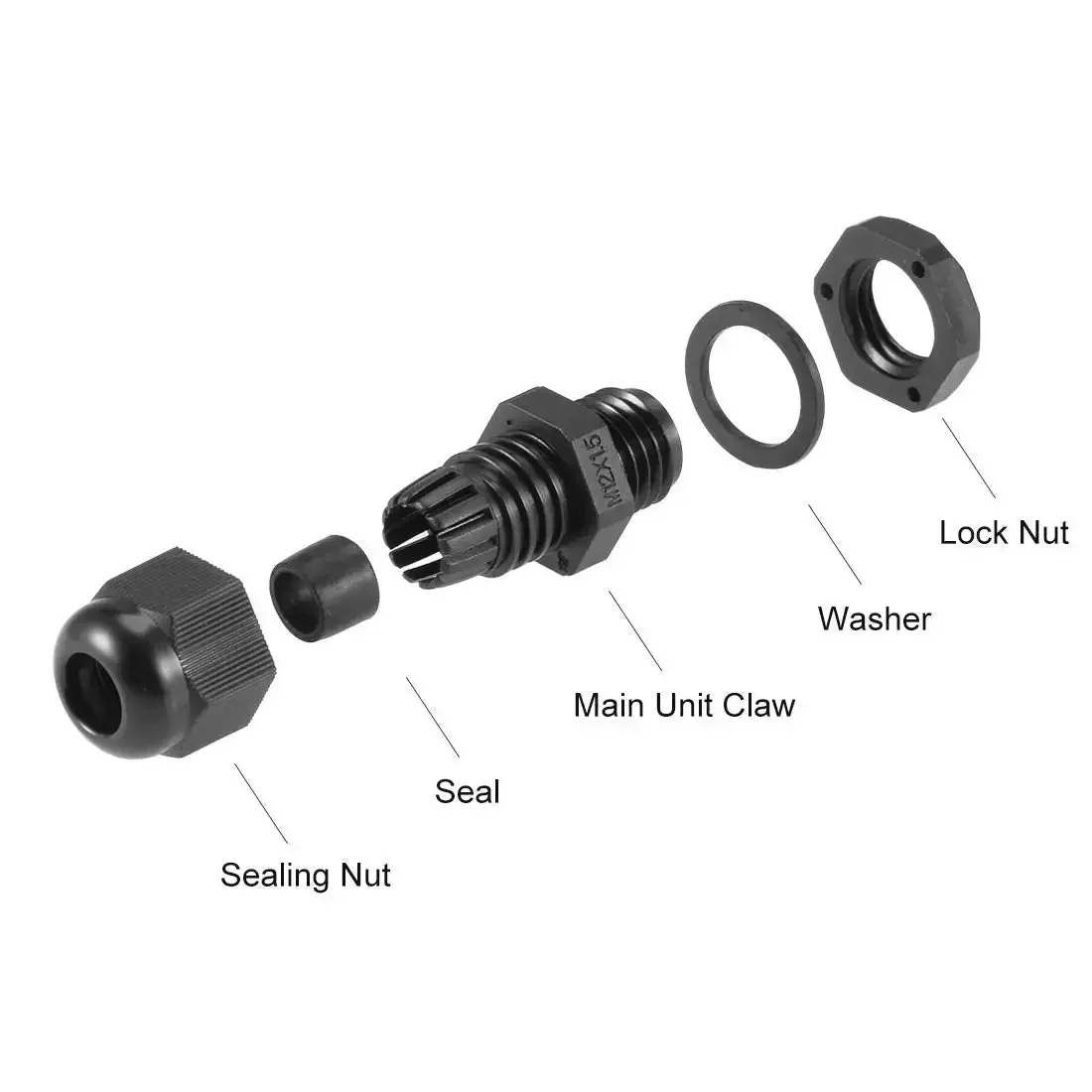M12x1.5 Cable Gland For 2mm To 5mm Wire Hole Waterproof Nylon Joint With Adjustable Locknut And Washer Black 10 Pieces Great For Sealed Enclosures And Outdoor Use - Image 6