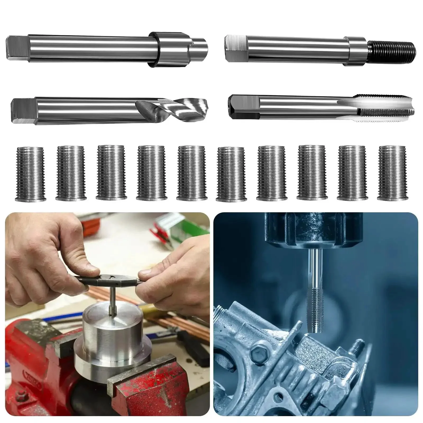 M12x1.5 Thread Repair Kit With 24.5mm Stainless Steel Inserts, DIY Auto Fix For Damaged M12 Female Threads, Simple Drill Friendly Repair Toolset, Includes 10 Inserts For Quick Home Or Shop Repairs - Image 2