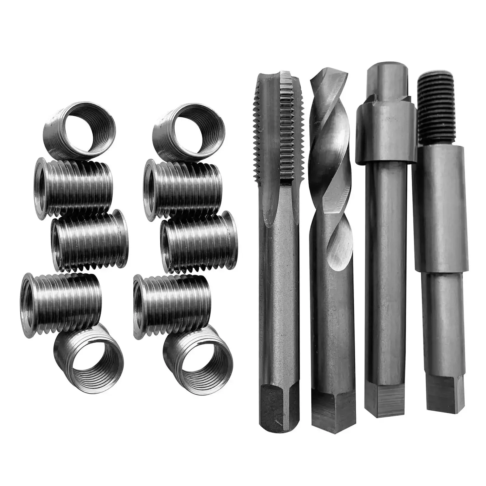 M14x1.5 Thread Repair Kit With 9.4mm Insert For Damaged Auto Part Threads Metric Internal Hole Repair Tool For Cars And Trucks Easy To Use Drill Compatible Repair Of Worn Threads