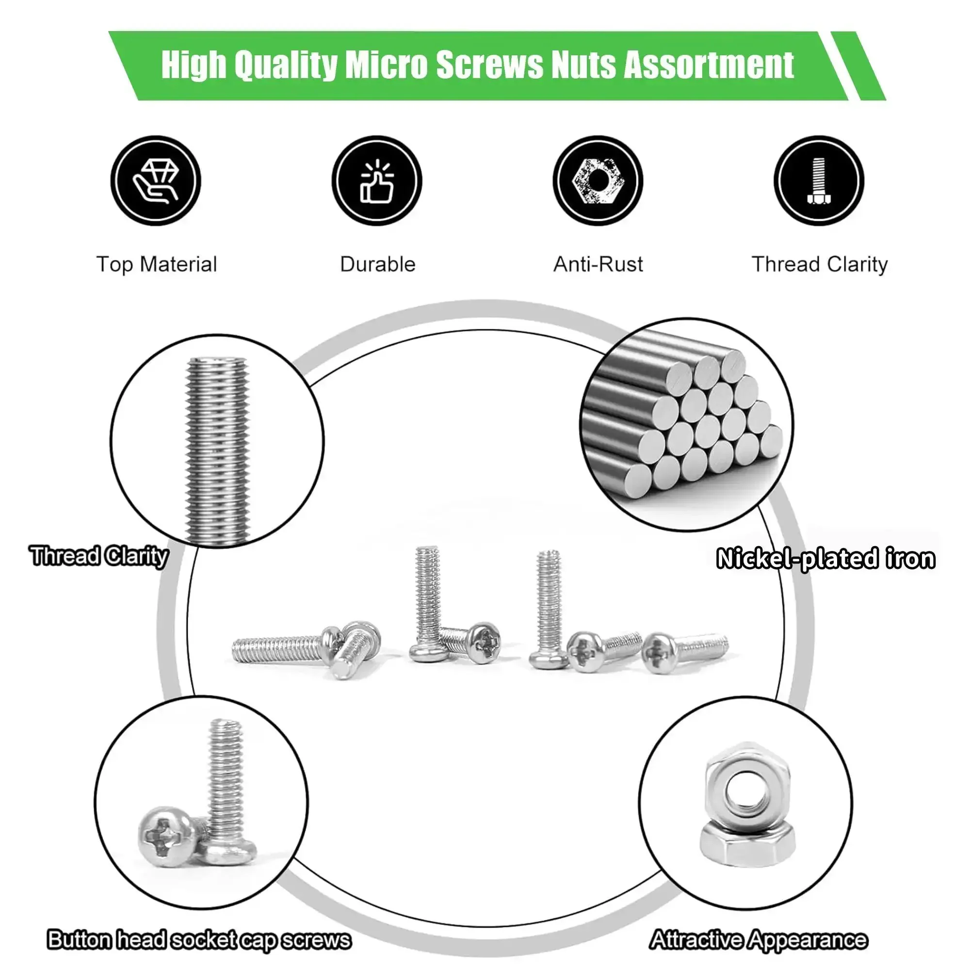 M1.6 Micro Screws And Nuts Kit With 600 Pieces In 3mm, 4mm, 6mm, 8mm, 10mm Lengths, Phillips Pan Head Tiny Machine Screws For Watch Repair, Electronics, RC Drones, Arduino, DIY Projects, Includes Precision Tweezers And Screwdriver - Image 4