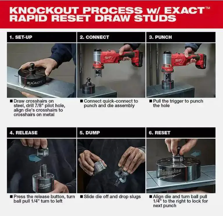 M18 Force Logic 6 Ton Knockout Tool Kit With Toolbox For Electricians, 4 Inch Hole Puncher In 14 Gauge Steel, Compact Right Angle Design, High Power Punching Tool, 2-Piece Kit - Image 5