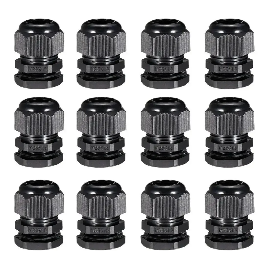 M25 Cable Gland Waterproof Plastic Wire Glands Joints For 8mm To 16mm Wires 12 Pieces Weatherproof And Dustproof Beefy Heavy Duty Easy Install Black Connector Gland Kit
