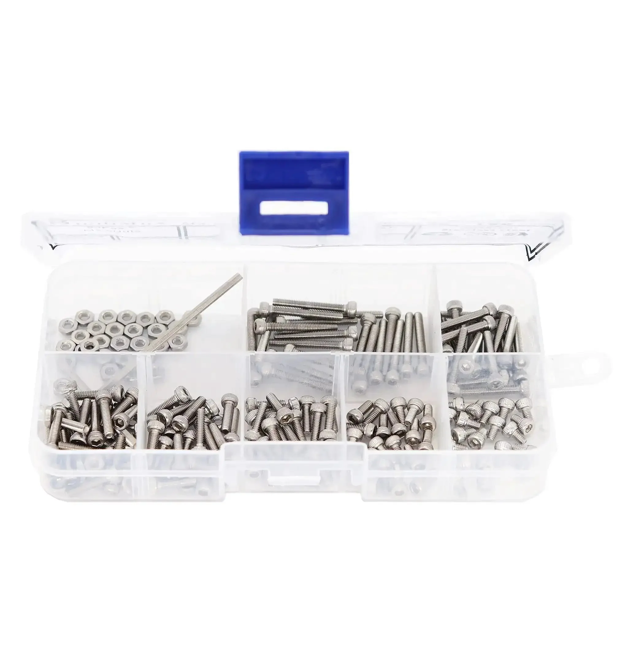 M2.5 Hex Socket Cap Screws And M2.5 Hex Nuts Kit With Wrench, 190 Pcs, 304 Stainless Steel, Silver Tone, Includes Nuts And Screws From 4mm To 20mm, Storage Box For DIY Projects And Mechanical Repairs - Image 3