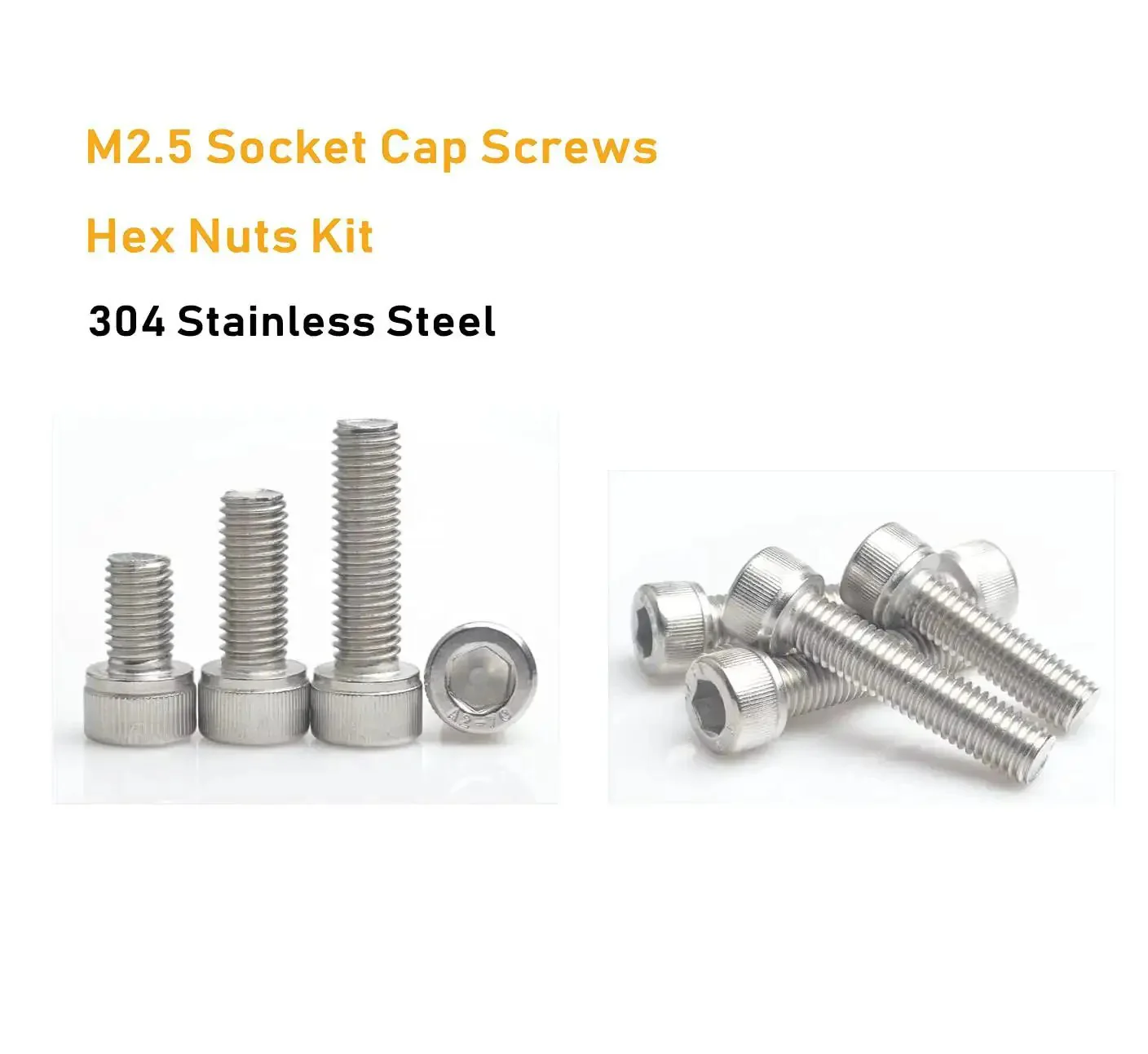 M2.5 Hex Socket Cap Screws And M2.5 Hex Nuts Kit With Wrench, 190 Pcs, 304 Stainless Steel, Silver Tone, Includes Nuts And Screws From 4mm To 20mm, Storage Box For DIY Projects And Mechanical Repairs - Image 4