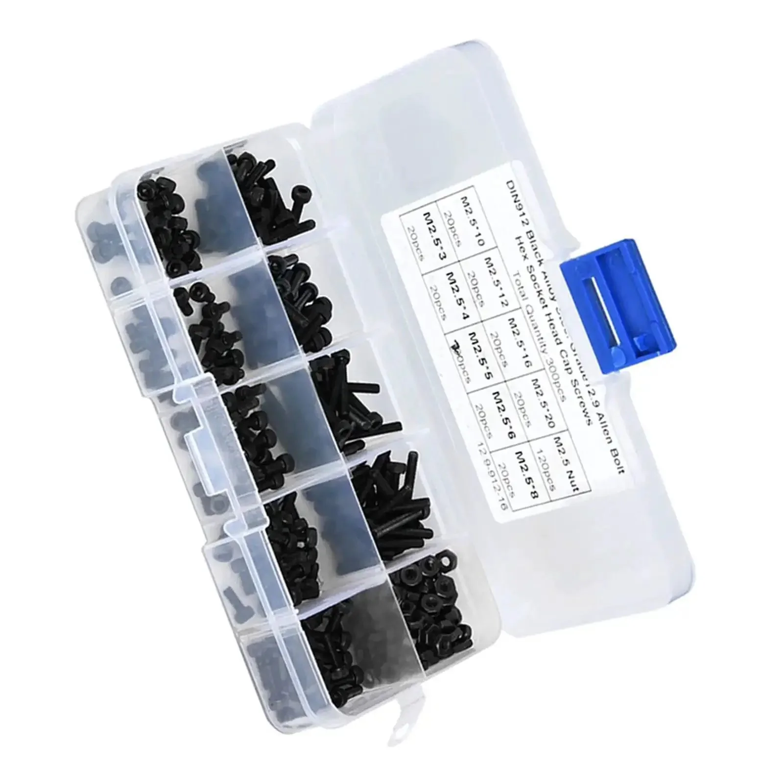 M2.5 Hex Socket Head Cap Screws And Nuts Kit 300 Pieces 12.9 Grade Black Alloy Steel High Strength Pro Grade Fasteners Assorted Lengths 3mm To 20mm For DIY Pros Electronics And Robotics - Image 7