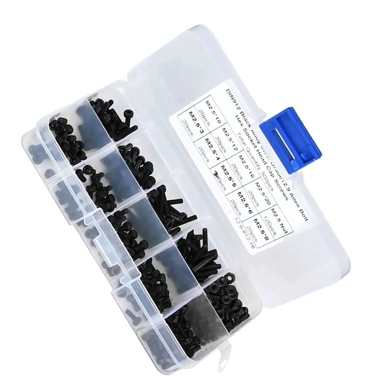 M2.5 Hex Socket Head Cap Screws And Nuts Kit 300 Pieces 12.9 Grade Black Alloy Steel High Strength Pro Grade Fasteners Assorted Lengths 3mm To 20mm For DIY Pros Electronics And Robotics - Image 8