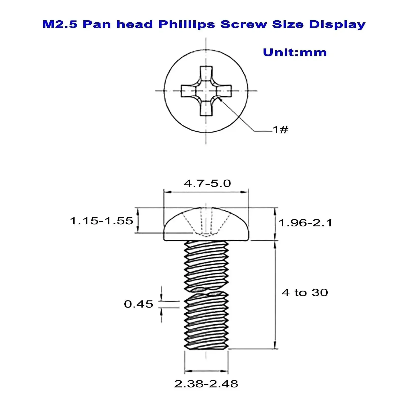 M2.5 Phillips Pan Head Machine Screws Nuts Flat Washers Kit in 304 Stainless Steel 420Pcs Set With Full Thread 4mm to 30mm Lengths For DIY Projects Electronics And Hobbies - Image 6