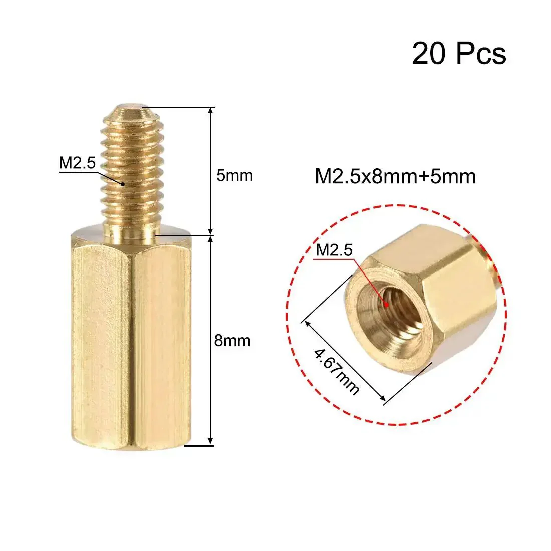 M2.5x8mm And 5mm Male Female Brass Hex PCB Spacer Standoff For FPV Drone Quadcopter Computer And Circuit Board 20 Pieces Easy Install Durable Brass Hardware For Drones PCBs And Electronics - Image 5