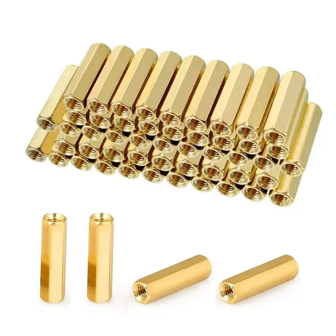 M3 Brass Hex Standoff Spacers 12mm Female Thread Gold Tone Pillar Screws Kit For DIY PC Build Circuit Boards 100 Pieces Corrosion Resistant Durable Spacers For Motherboards And PCBs