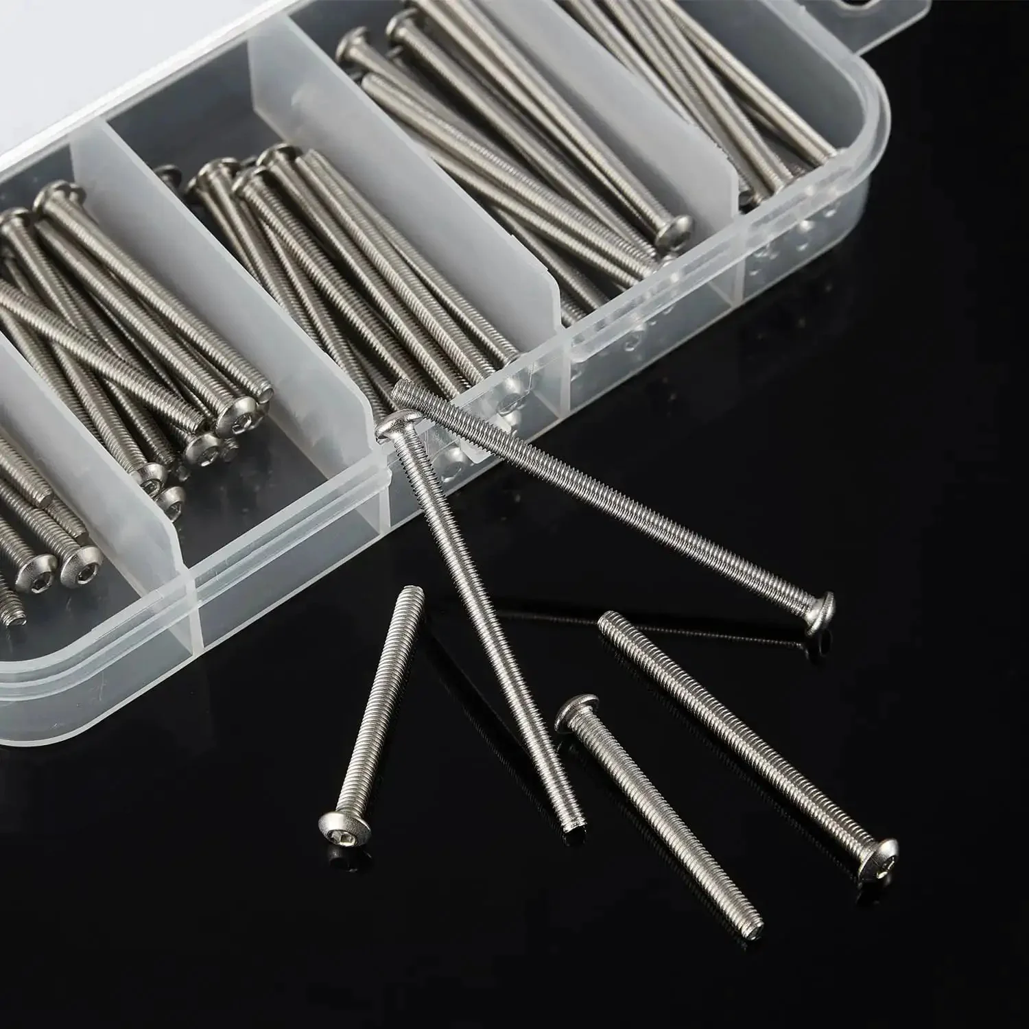 M3 Button Head Socket Cap Screws Kit 75Pcs 304 Stainless Steel Fully Threaded Hex Drive Bright Finish Assortment With 30mm, 35mm, 40mm, 45mm, 50mm Lengths For Machinery, Auto, Electronics Projects - Image 5