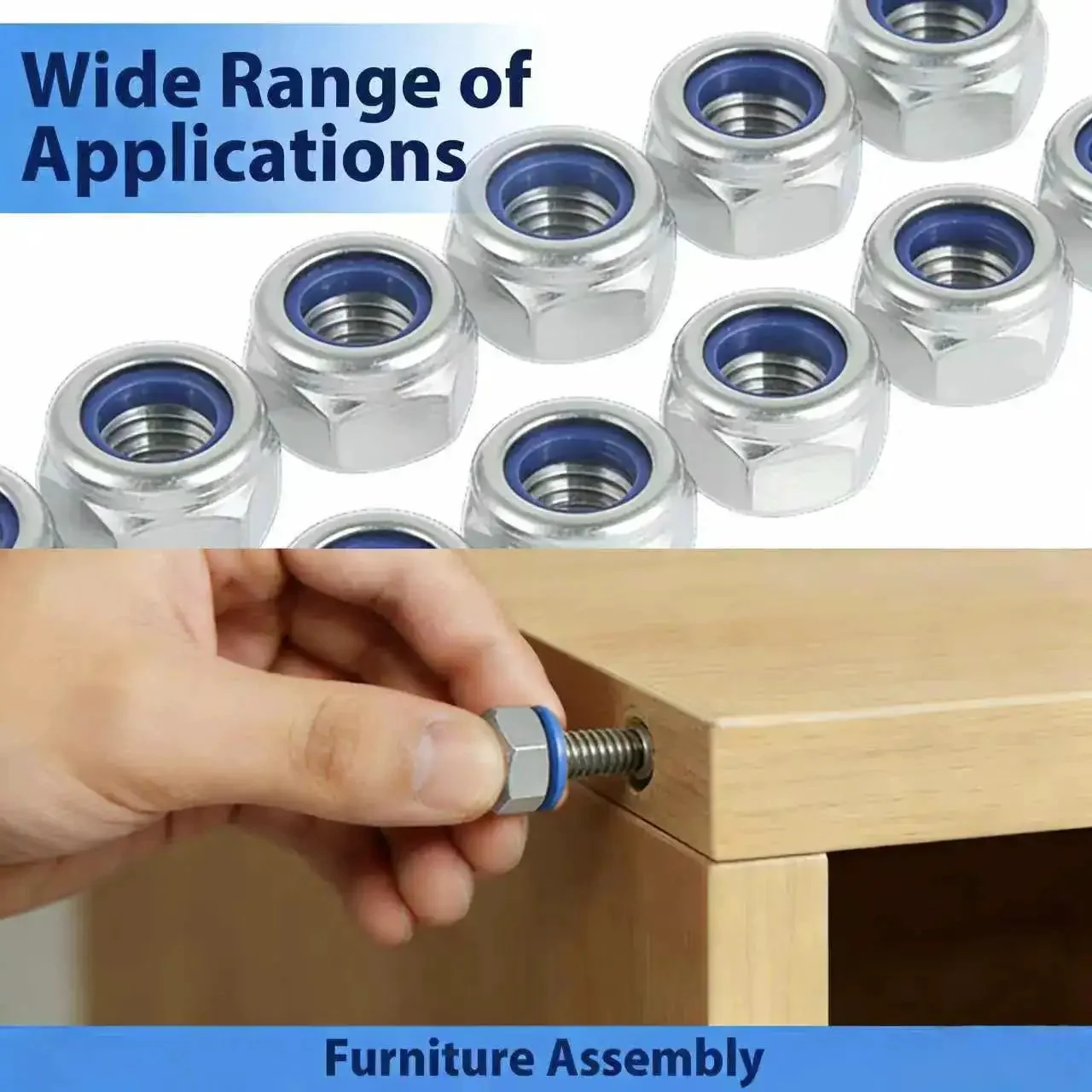 M3 Nylon Insert Lock Nuts 0.5mm Pitch, 160 Pcs, 304 Stainless Steel A2 70 Nylock Nuts For Metric Threads, Rustproof And Heavy Duty Fasteners, Built To Last - Image 2